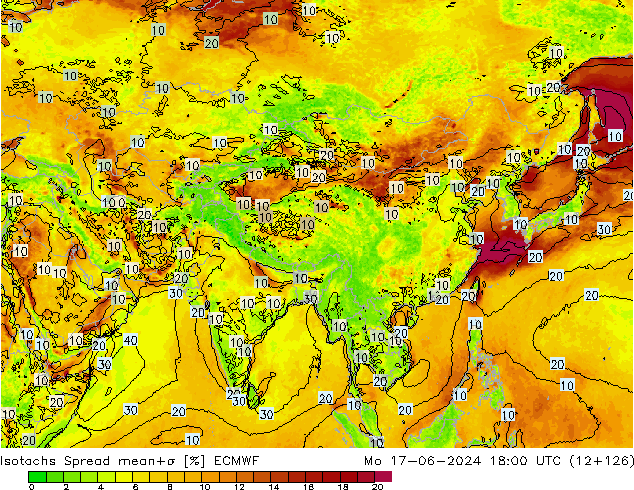 Isotachen Spread ECMWF ma 17.06.2024 18 UTC