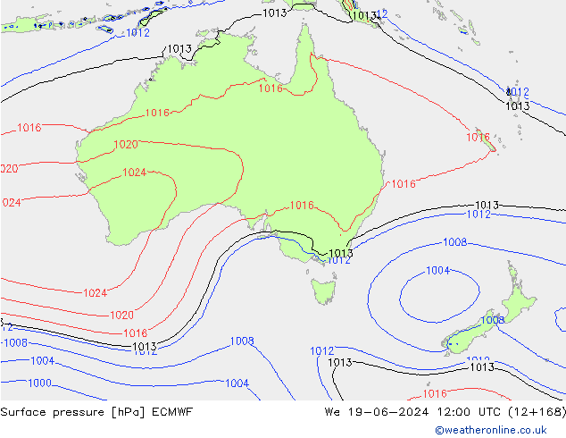 pression de l'air ECMWF mer 19.06.2024 12 UTC