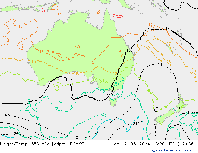 Yükseklik/Sıc. 850 hPa ECMWF Çar 12.06.2024 18 UTC