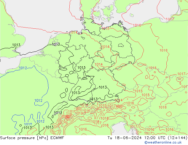 pressão do solo ECMWF Ter 18.06.2024 12 UTC