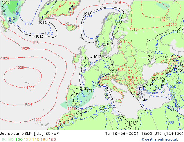 Straalstroom/SLP ECMWF di 18.06.2024 18 UTC