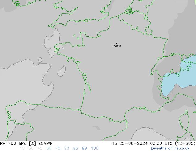 RH 700 hPa ECMWF Tu 25.06.2024 00 UTC