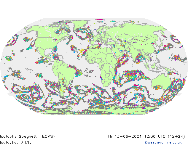 Isotachen Spaghetti ECMWF Do 13.06.2024 12 UTC