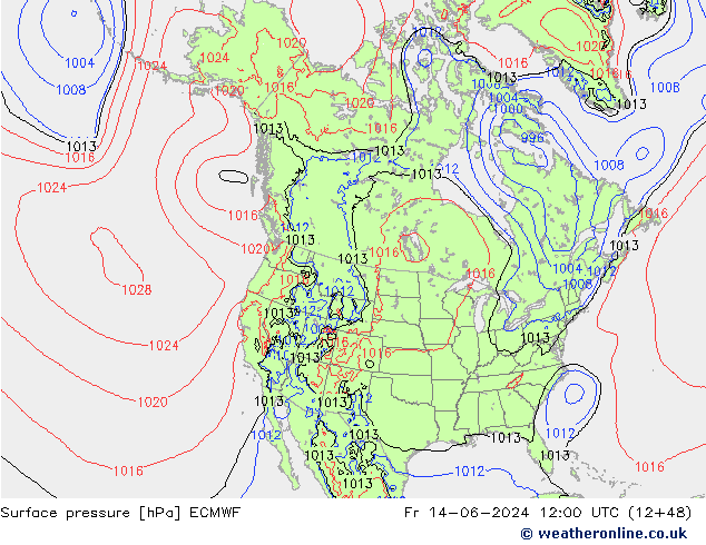 Surface pressure ECMWF Fr 14.06.2024 12 UTC