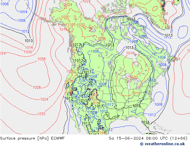 Surface pressure ECMWF Sa 15.06.2024 06 UTC