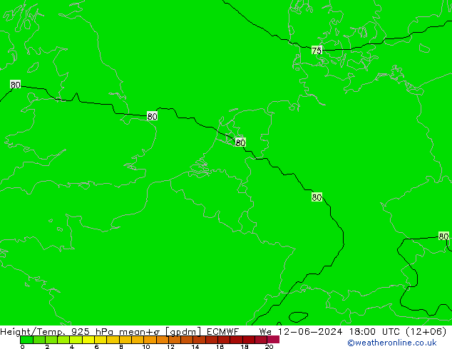 Height/Temp. 925 hPa ECMWF We 12.06.2024 18 UTC