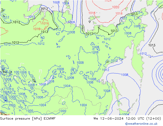 pressão do solo ECMWF Qua 12.06.2024 12 UTC