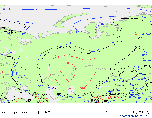 ciśnienie ECMWF czw. 13.06.2024 00 UTC