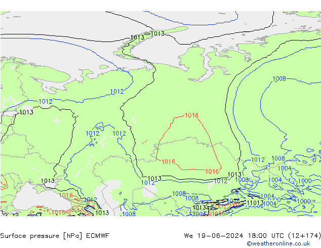 приземное давление ECMWF ср 19.06.2024 18 UTC