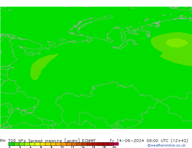 RH 700 hPa Spread ECMWF Fr 14.06.2024 06 UTC