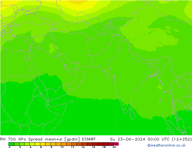 RH 700 гПа Spread ECMWF Вс 23.06.2024 00 UTC