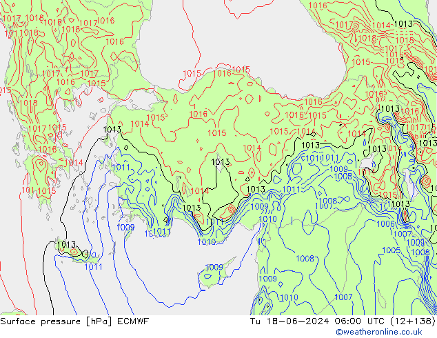 Presión superficial ECMWF mar 18.06.2024 06 UTC