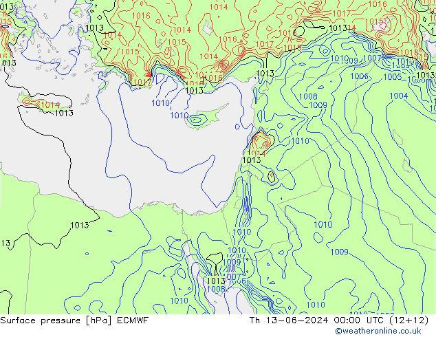 pressão do solo ECMWF Qui 13.06.2024 00 UTC