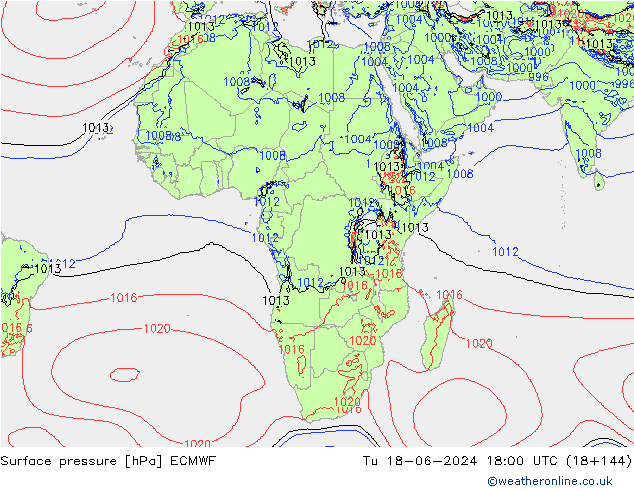 Yer basıncı ECMWF Sa 18.06.2024 18 UTC