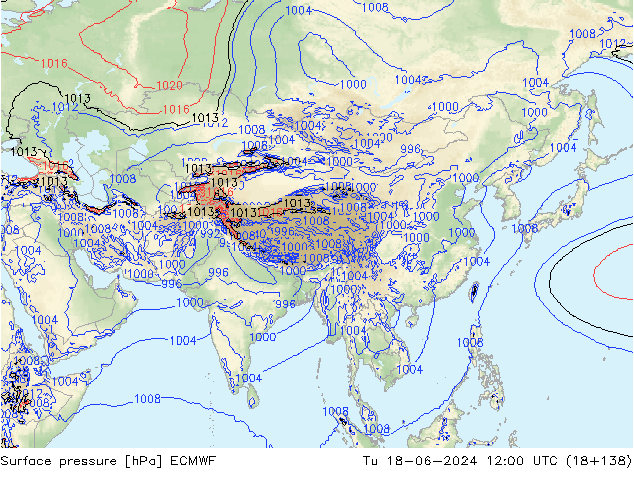 Yer basıncı ECMWF Sa 18.06.2024 12 UTC