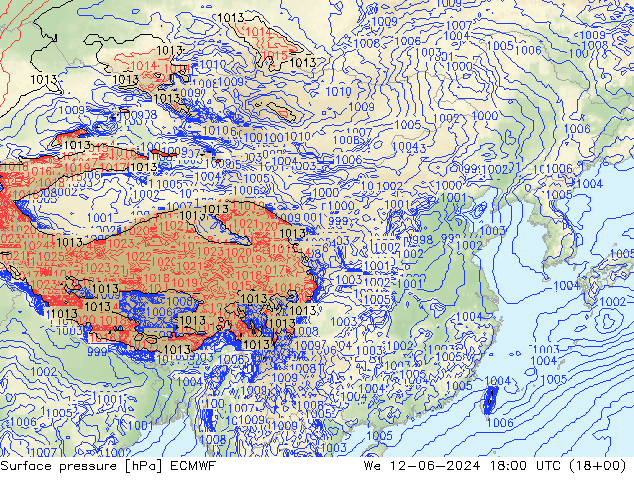 ciśnienie ECMWF śro. 12.06.2024 18 UTC