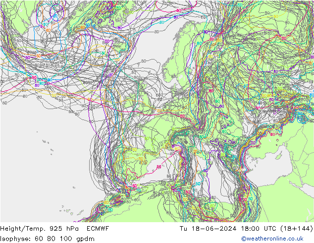 Height/Temp. 925 hPa ECMWF Ter 18.06.2024 18 UTC