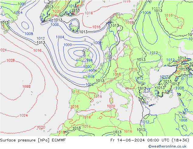 Surface pressure ECMWF Fr 14.06.2024 06 UTC