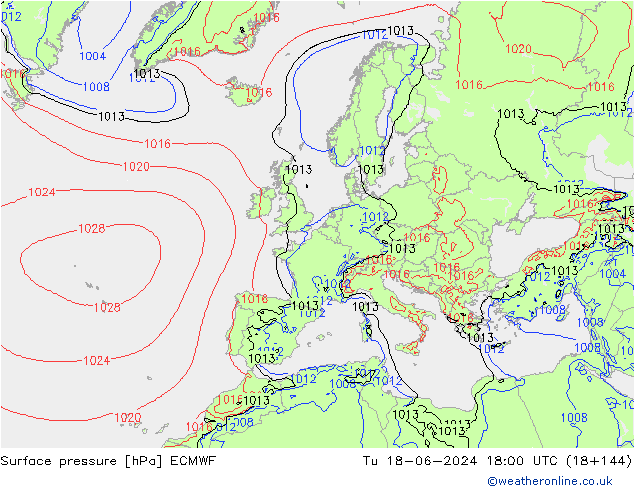 Surface pressure ECMWF Tu 18.06.2024 18 UTC