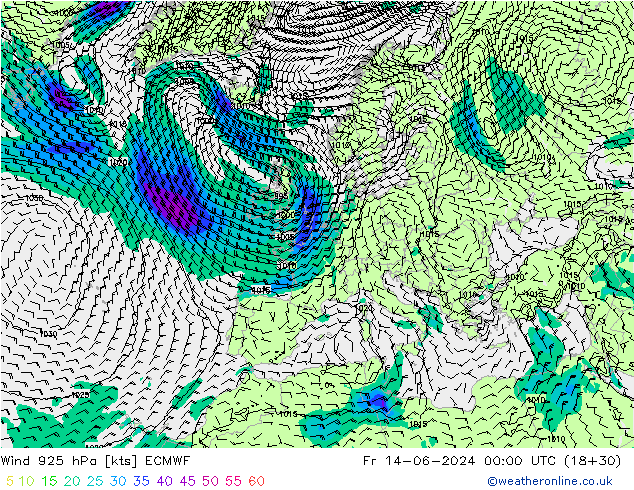 Wind 925 hPa ECMWF vr 14.06.2024 00 UTC
