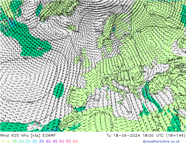 Wind 925 hPa ECMWF di 18.06.2024 18 UTC