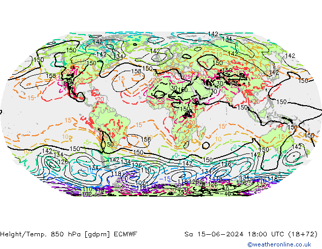 Hoogte/Temp. 850 hPa ECMWF za 15.06.2024 18 UTC