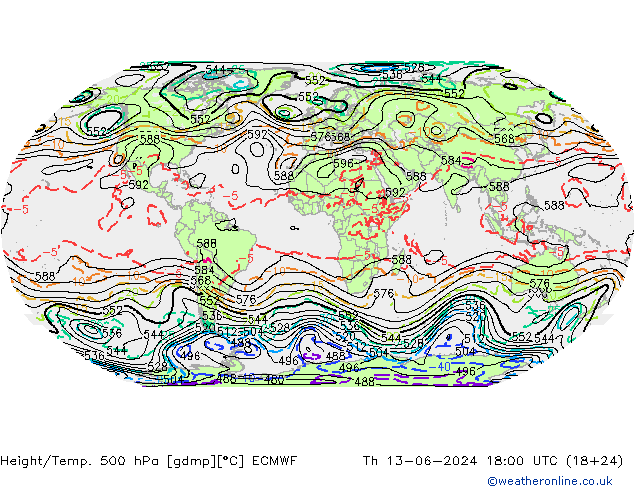 Géop./Temp. 500 hPa ECMWF jeu 13.06.2024 18 UTC