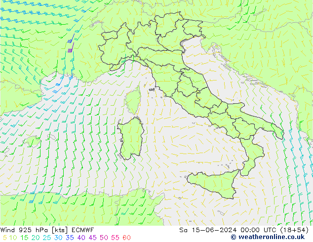 Vento 925 hPa ECMWF Sáb 15.06.2024 00 UTC