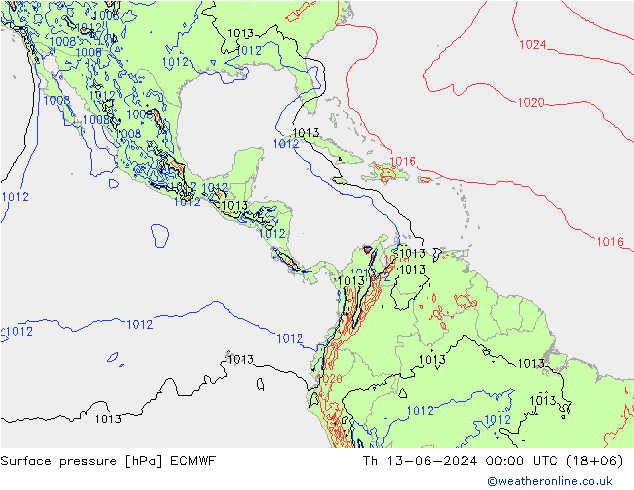 приземное давление ECMWF чт 13.06.2024 00 UTC