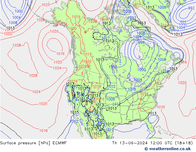 приземное давление ECMWF чт 13.06.2024 12 UTC