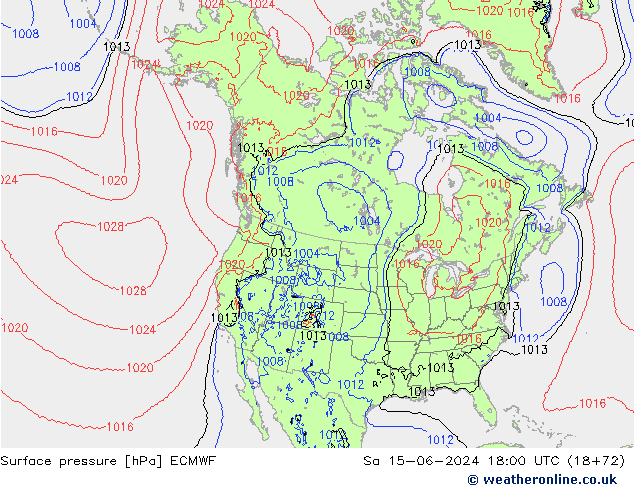 Pressione al suolo ECMWF sab 15.06.2024 18 UTC