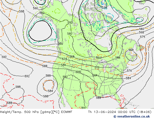 Yükseklik/Sıc. 500 hPa ECMWF Per 13.06.2024 00 UTC