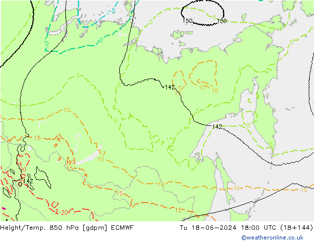 Géop./Temp. 850 hPa ECMWF mar 18.06.2024 18 UTC