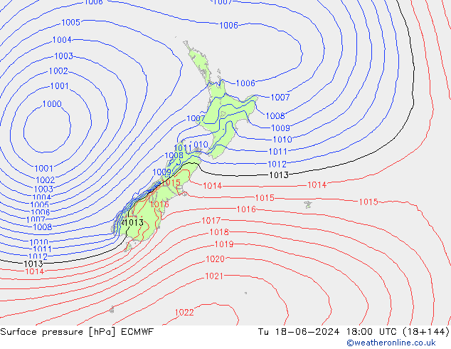 Luchtdruk (Grond) ECMWF di 18.06.2024 18 UTC