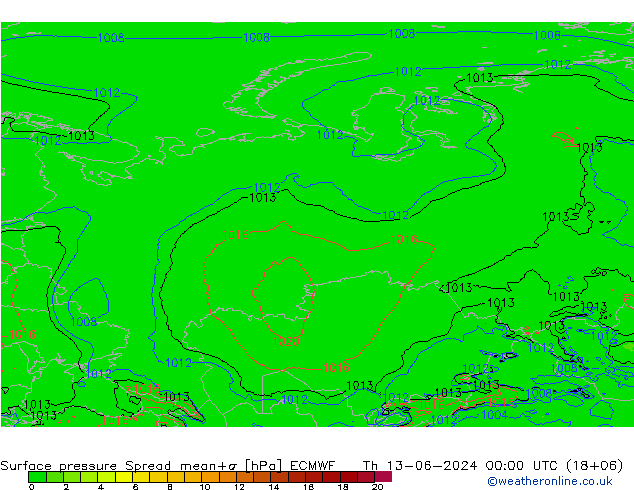 Yer basıncı Spread ECMWF Per 13.06.2024 00 UTC