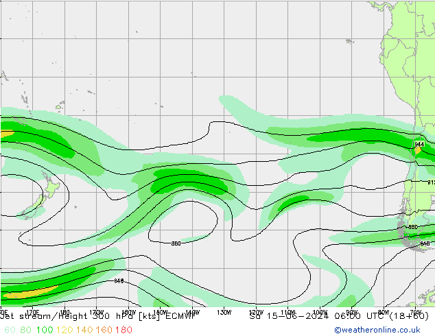 Jet stream ECMWF Sáb 15.06.2024 06 UTC