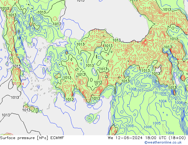 pressão do solo ECMWF Qua 12.06.2024 18 UTC
