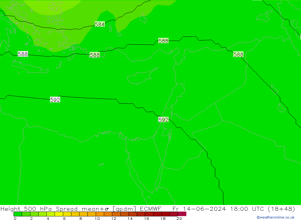 Height 500 hPa Spread ECMWF Fr 14.06.2024 18 UTC