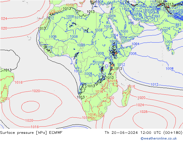 Yer basıncı ECMWF Per 20.06.2024 12 UTC