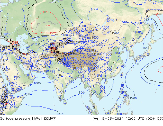 pressão do solo ECMWF Qua 19.06.2024 12 UTC