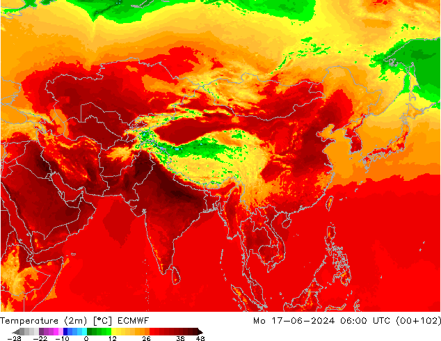 Temperature (2m) ECMWF Po 17.06.2024 06 UTC