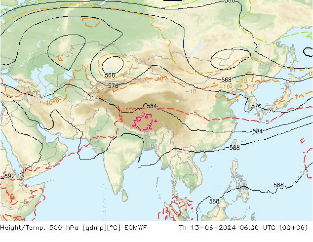 Hoogte/Temp. 500 hPa ECMWF do 13.06.2024 06 UTC