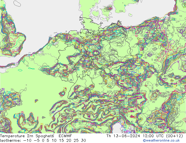 Temperaturkarte Spaghetti ECMWF Do 13.06.2024 12 UTC