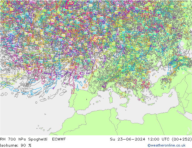 700 hPa Nispi Nem Spaghetti ECMWF Paz 23.06.2024 12 UTC
