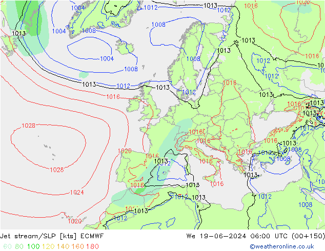 Polarjet/Bodendruck ECMWF Mi 19.06.2024 06 UTC