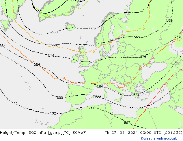 Height/Temp. 500 hPa ECMWF  27.06.2024 00 UTC