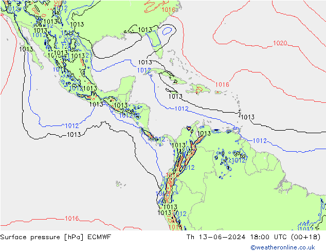 pression de l'air ECMWF jeu 13.06.2024 18 UTC