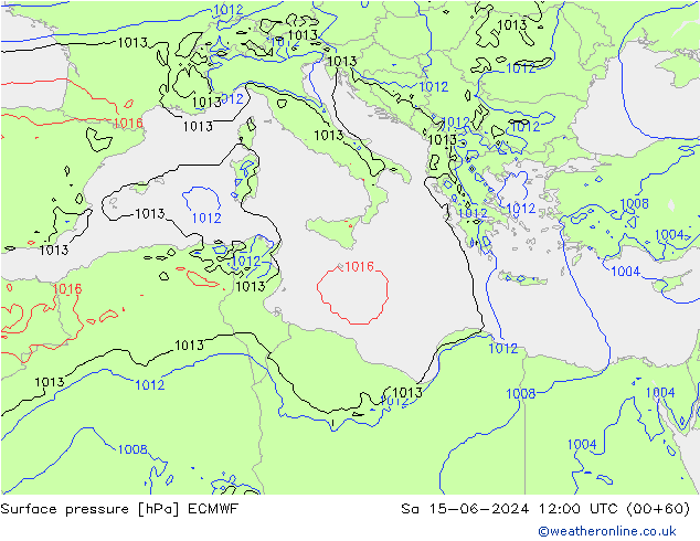 Yer basıncı ECMWF Cts 15.06.2024 12 UTC