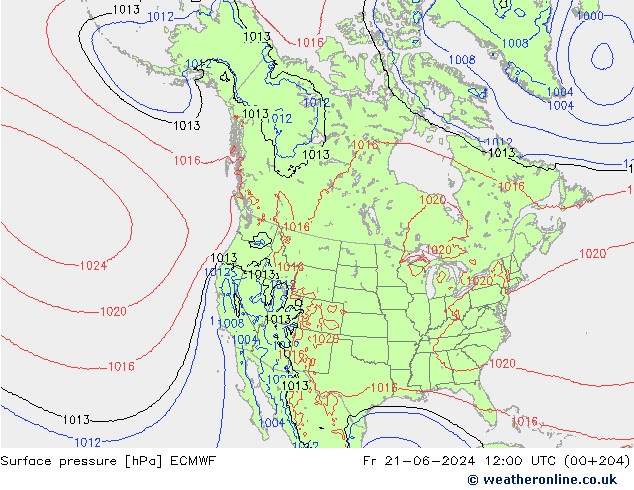 Surface pressure ECMWF Fr 21.06.2024 12 UTC