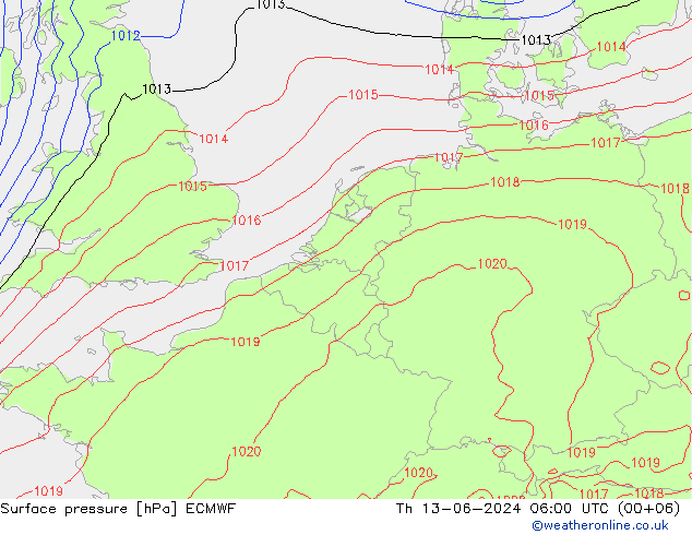 Bodendruck ECMWF Do 13.06.2024 06 UTC